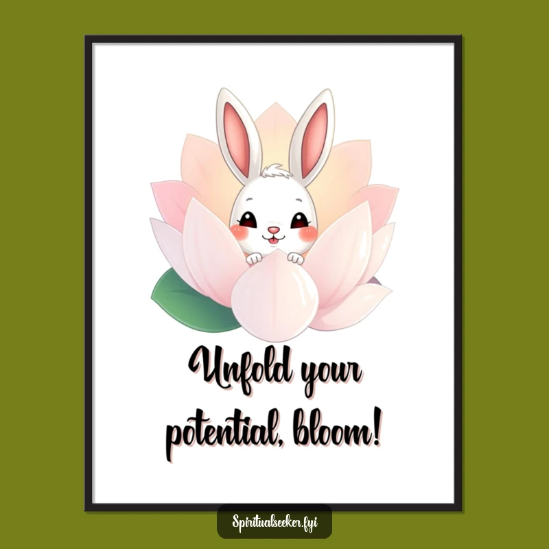 Funny Free Printable Bunny Wall Art: Curious Lotus Peek, Downloadable Art for Decor