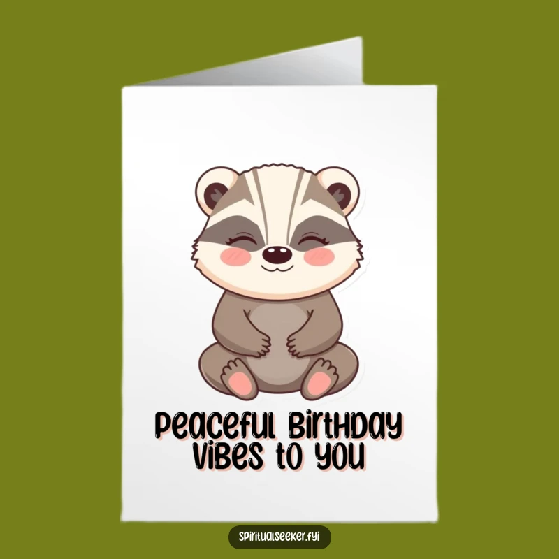 Free Printable Badger Birthday Card: Peaceful Meditation Humor for Downloadable Gift