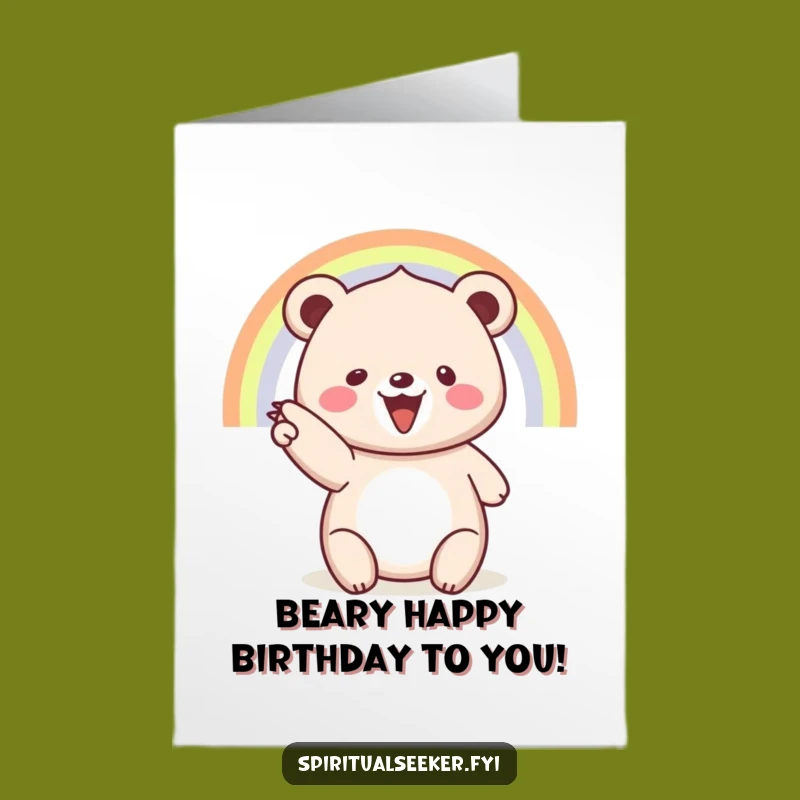 Free Printable Bear Rainbow Birthday Card: Joyful Humor Downloadable Greeting