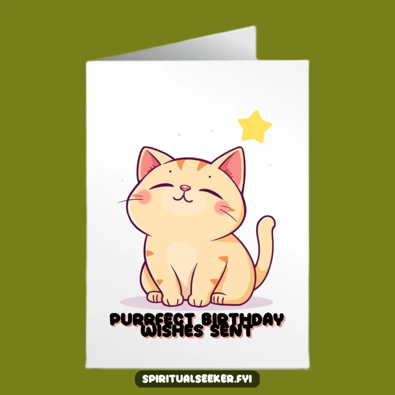 Free Printable Birthday Card: Content Cat, a Funny Downloadable Gift for a Starry Celebration