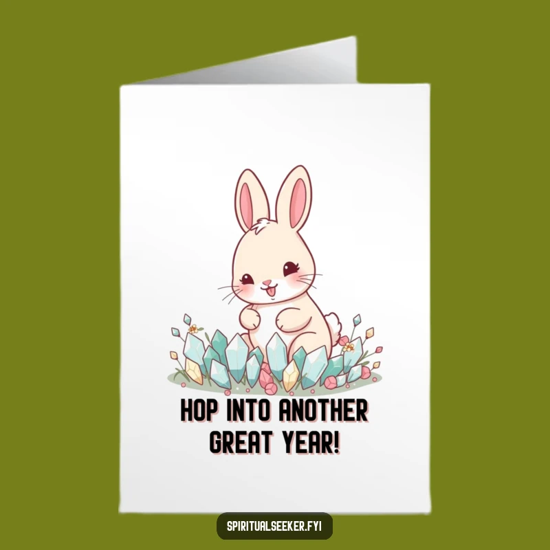 Free Printable Birthday Card: Crystal Rabbit Garden, Funny Downloadable Gift
