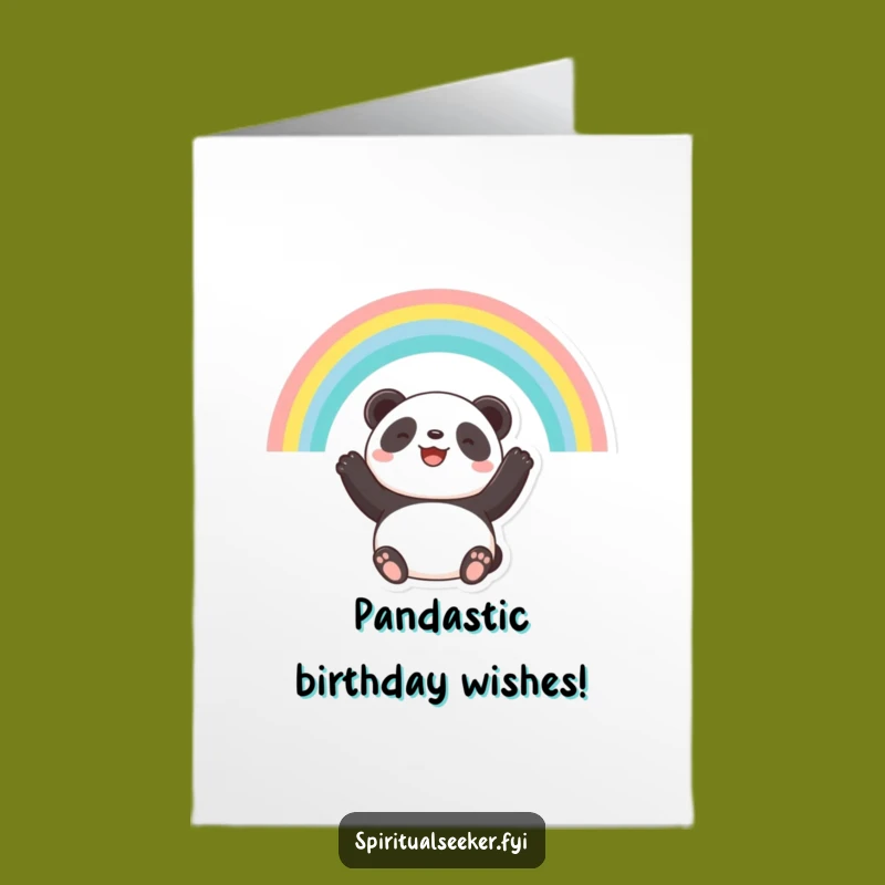 Free Printable Birthday Card: Panda Under Rainbow, Hopeful Funny Downloadable Gift
