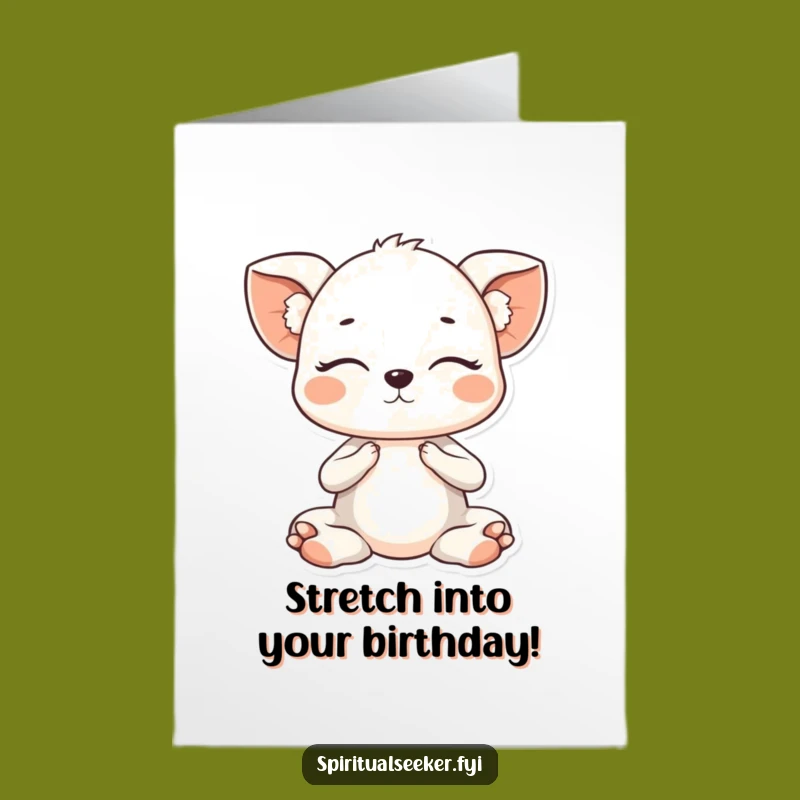 Free Printable Birthday Card: Zen Kawaii Animal Yoga Pose, Relaxing Downloadable Greeting