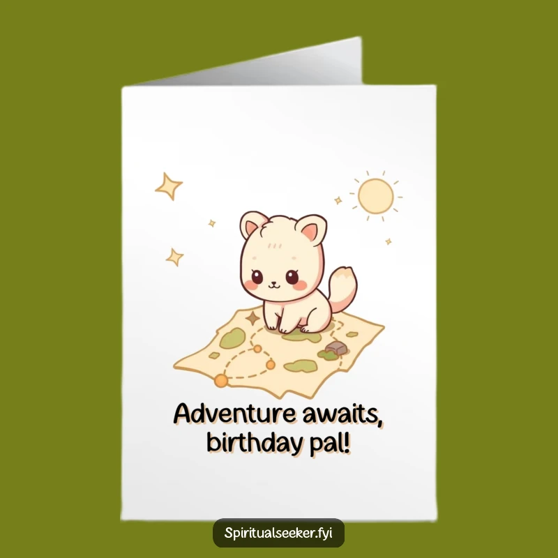 Free Printable Kawaii Map Card: Adventure Birthday Downloadable Gift for Explorers