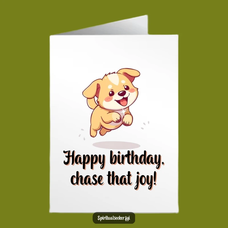 Free Printable Birthday Card: Playful Dog, Ethereal Light, Funny Downloadable Gift