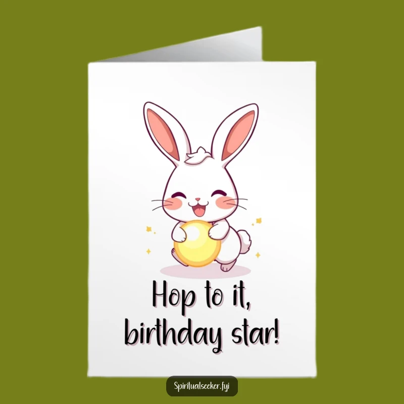 Funny Free Printable Rabbit Birthday Card - Joyful Orb Chaser Downloadable Gift