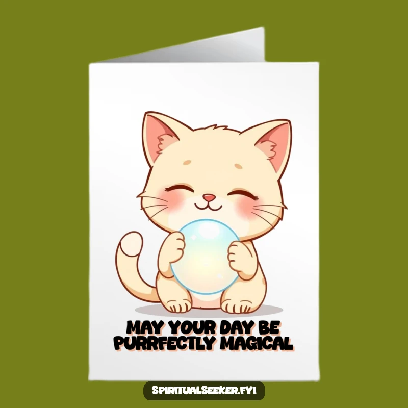 Free Printable Funny Cat Birthday Card: Ethereal Orb Patting for a Purrfectly Hilarious Downloadable Gift