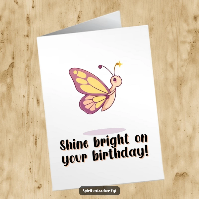 Funny Free Printable Birthday Card: A graceful butterfly dancing in a sunbeam, celebrating a bright birthday.