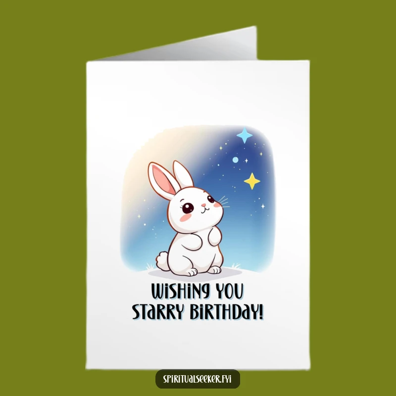 Free Printable Birthday Card: Starry Sky Rabbit Wonder Downloadable Gift for a Magical Birthday