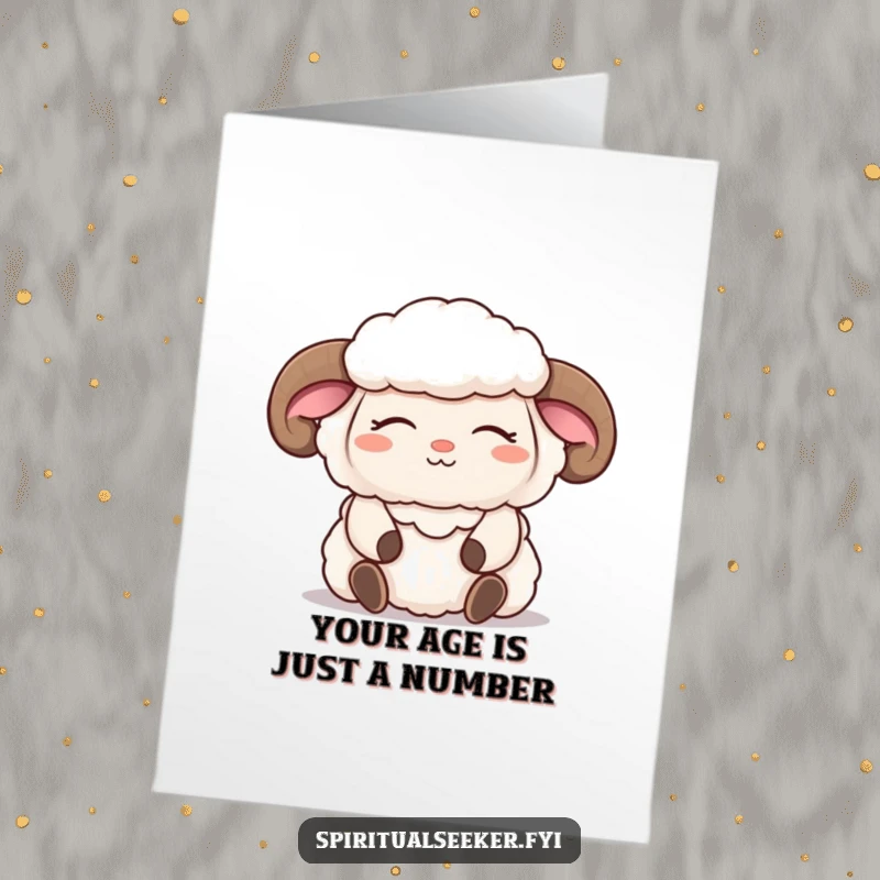 Funny Free Printable Birthday Card: A fluffy sheep meditates serenely, radiating peaceful humor for a delightful greeting.