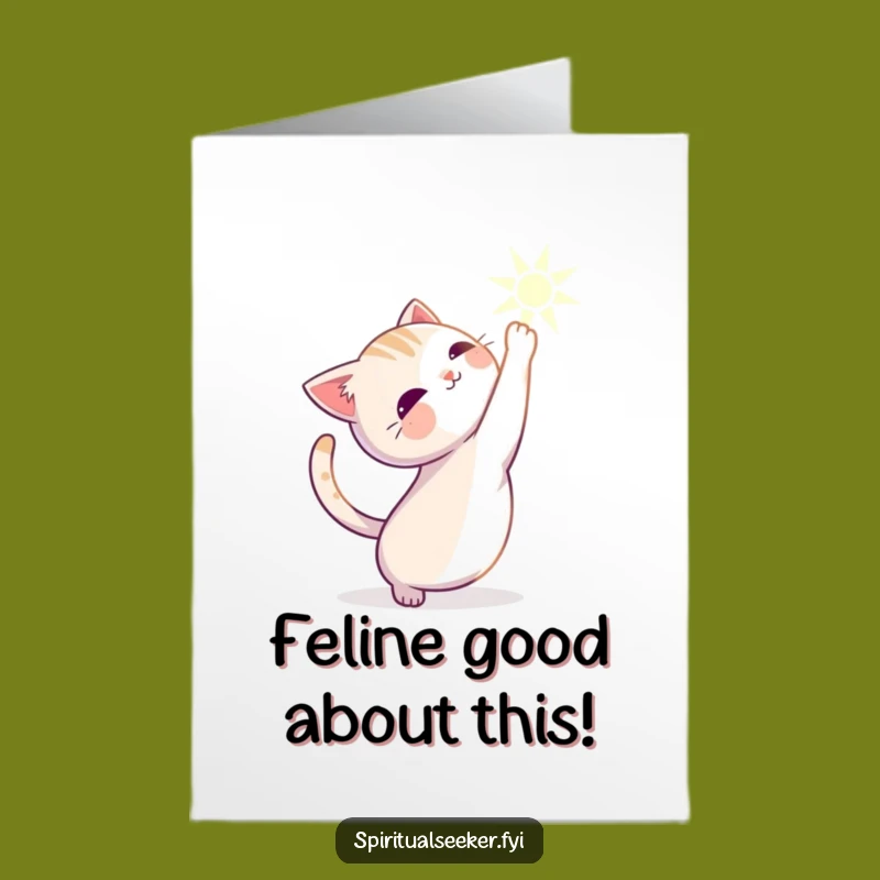 Free Printable Cat Congrats Card: Funny Stretching Cat Downloadable Gift for Achievement