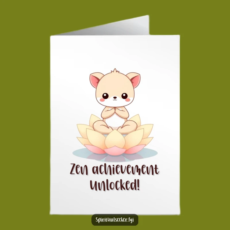 Free Printable Congrats Card: Zen Kawaii Animal Lotus, Serene Downloadable Achievement Greeting