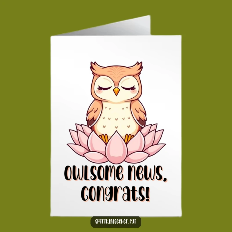 Free Printable Congrats Card: Zen Owl Meditation Downloadable Gift for Calm Achievement