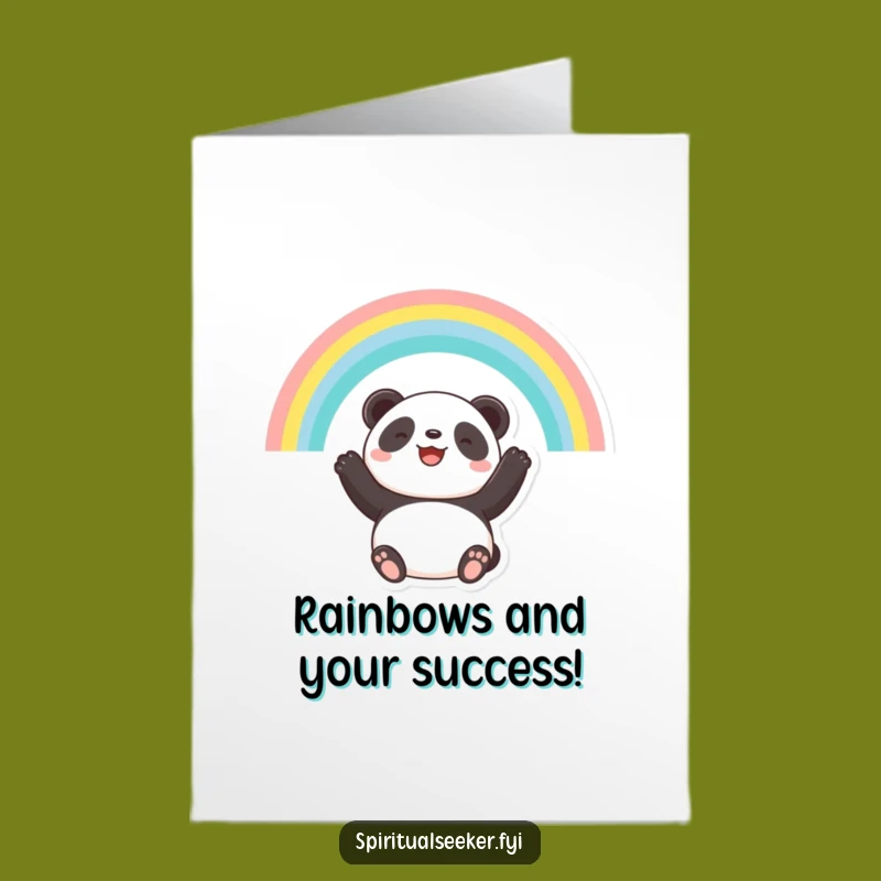 Free Printable Congratulations Card: Panda Under Rainbow, Hopeful Funny Downloadable Gift