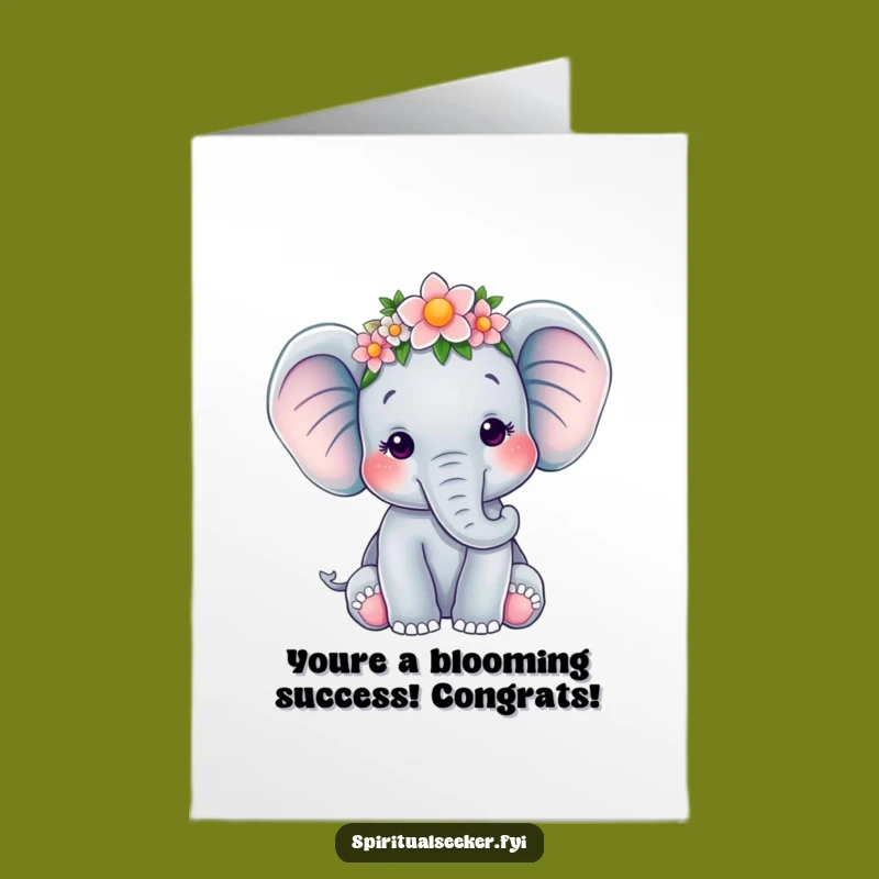 Free Printable Elephant Flower Crown Congratulations Card: Downloadable Gift for Any Occasion