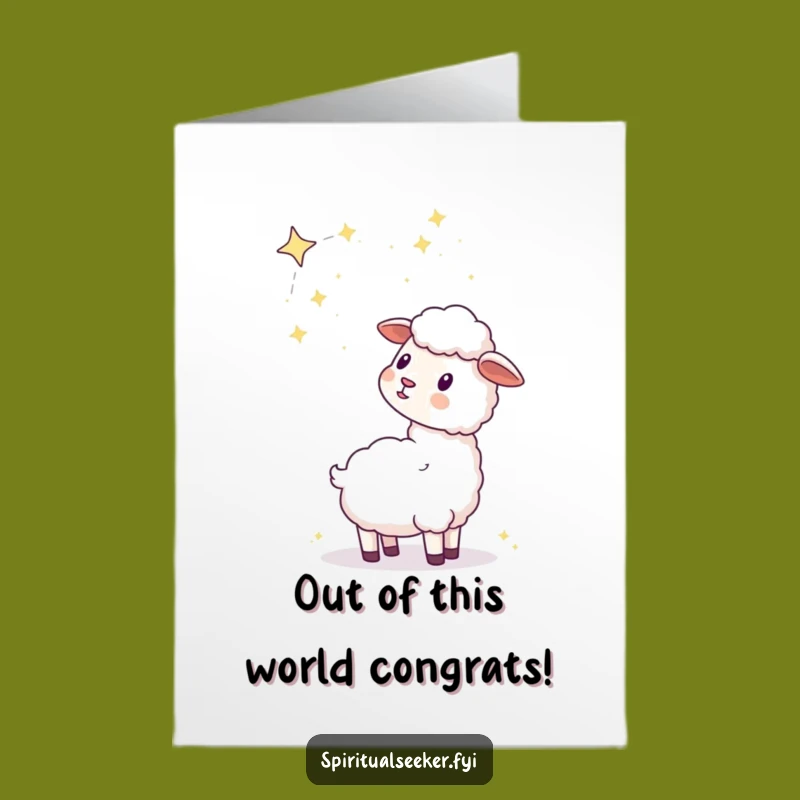 Free Printable Congrats Card: Kawaii Sheep Under Stars, Stellar Downloadable