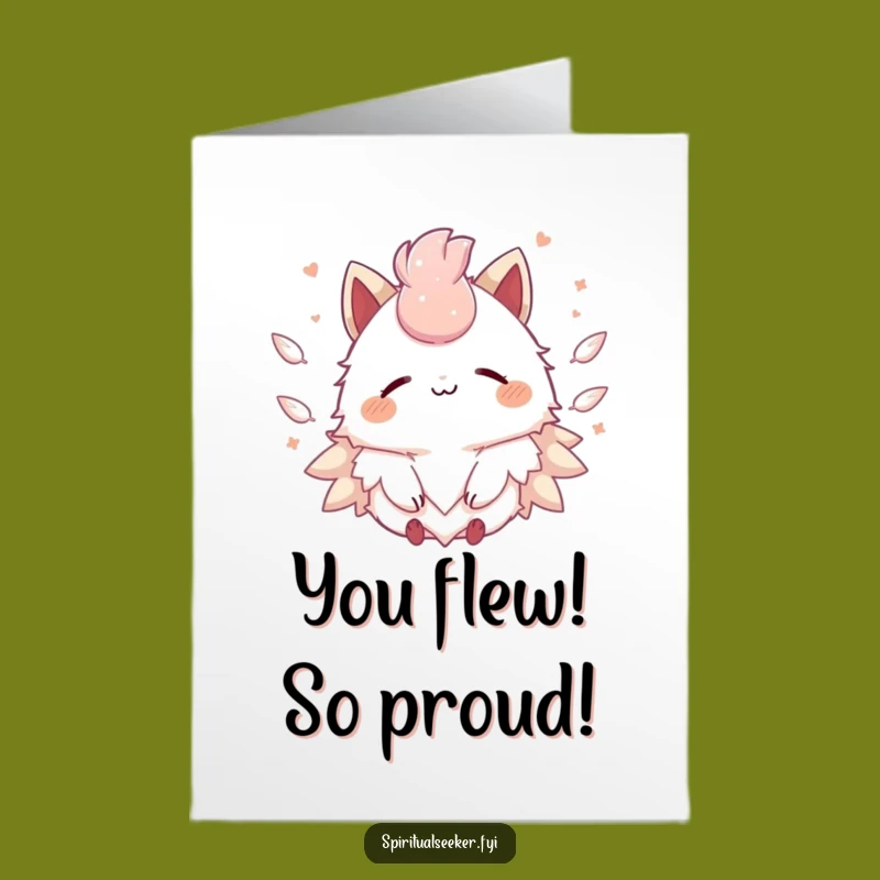 Free Printable Kawaii Feather Card: Calm Congrats Downloadable Gift for Gentle Achievements