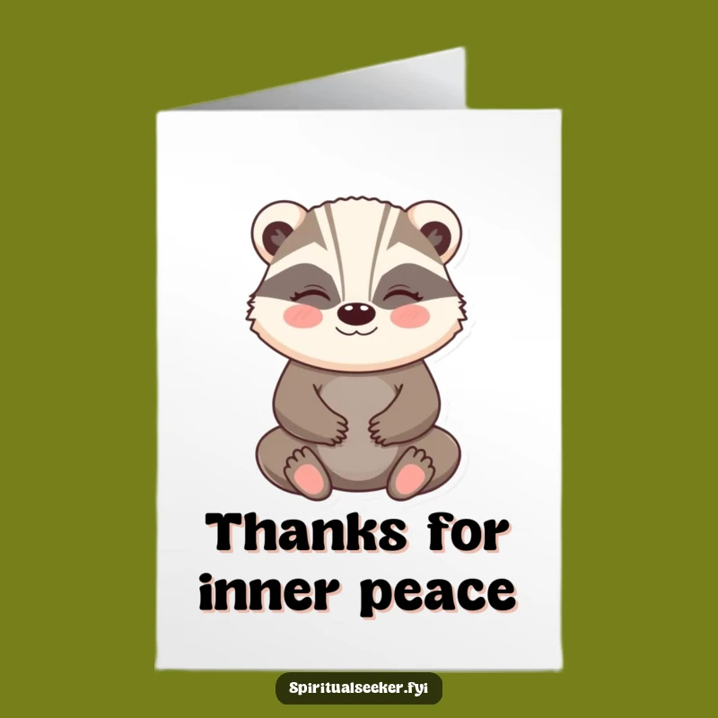 Free Printable Badger Thank You Card: Peaceful Smile Humor for Downloadable Gift