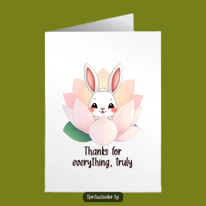 Free Printable Bunny Thank You Card: Curious Lotus Peek for Downloadable Humor Gift