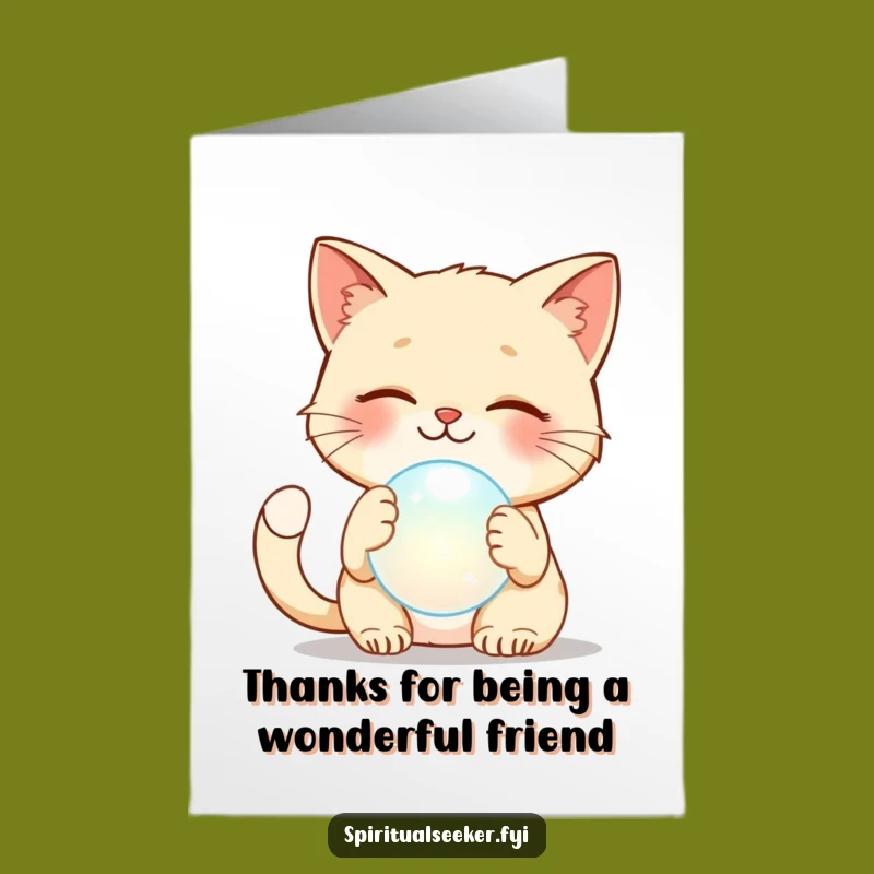 Free Printable Funny Cat Thank You Card: Ethereal Orb Gratitude for a Downloadable Gift