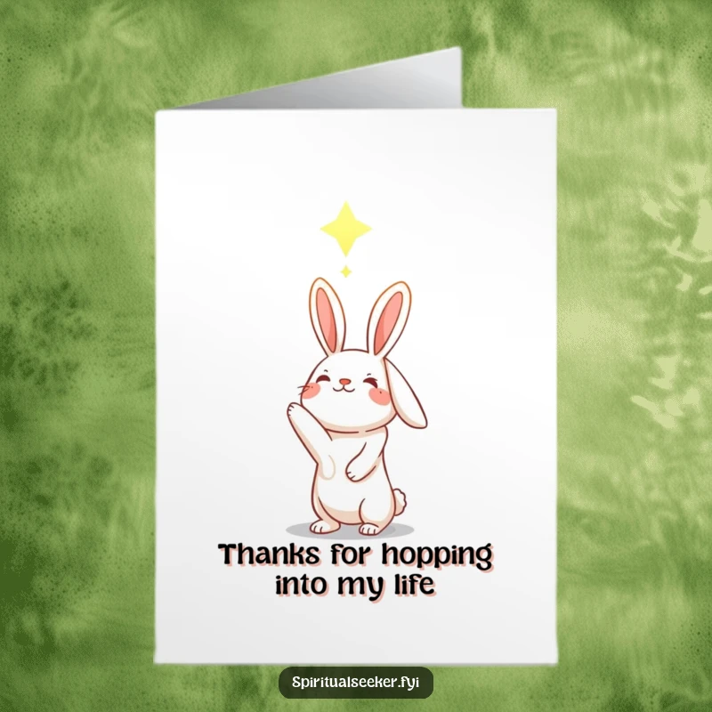Free Printable Rabbit Thank You Card: Hopeful rabbit reaching towards a glowing constellation, expressing gratitude in a starry way.