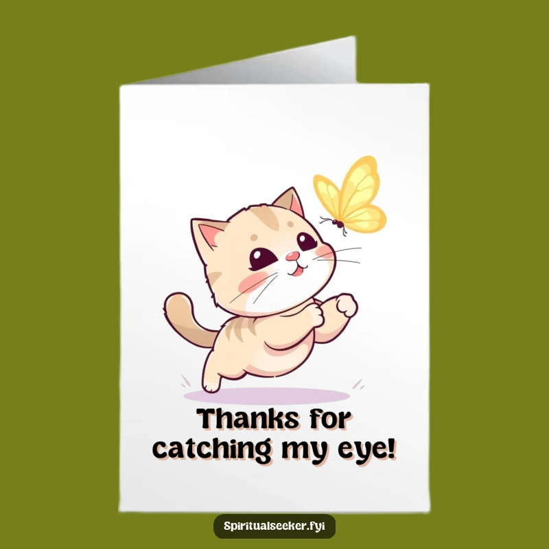 Free Printable Thank You Card: Kawaii Cat Butterfly Hunt, Heartfelt Downloadable
