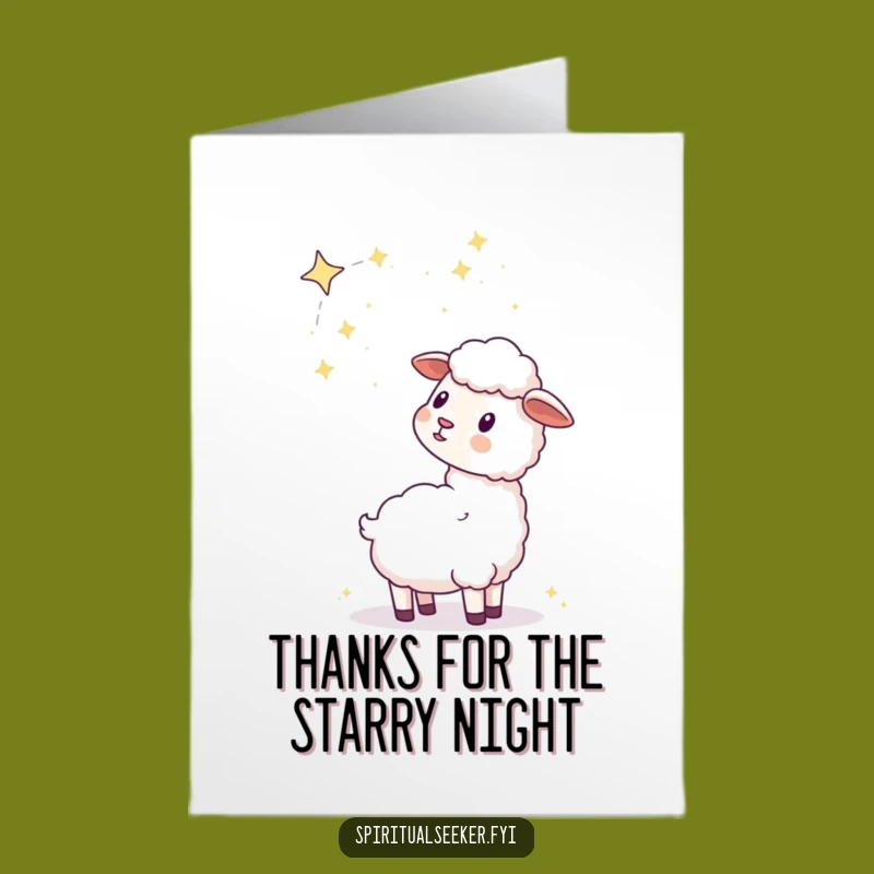 Free Printable Thank You Card: Kawaii Sheep & Constellations, Grateful Downloadable