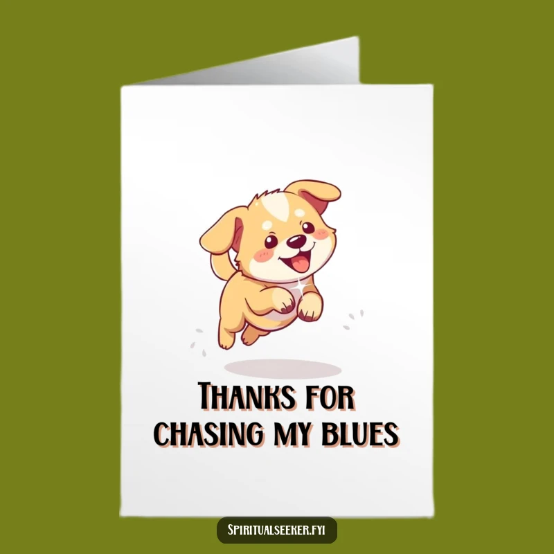 Free Printable Thank You Card: Playful Dog, Ethereal Light, Funny Downloadable Gift