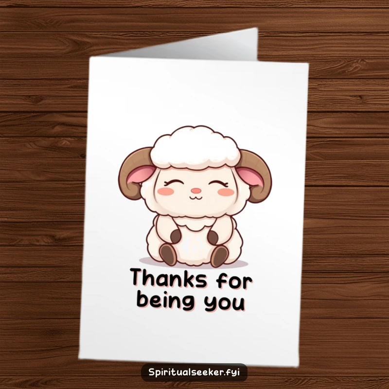 Funny Free Printable Thank You Card: A fluffy sheep meditates serenely, offering peaceful thanks and a gentle humorous touch.