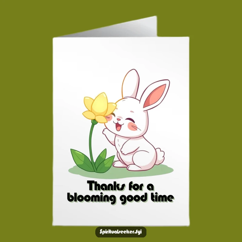 Cheerful Free Printable Thank You Card: Rabbit's Bloom, a Funny Downloadable Gift of Thanks