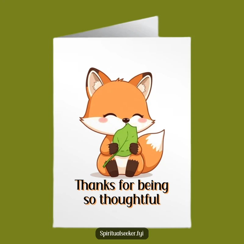 Free Printable Thank You Fox Card: Thoughtful Leaf Humor Downloadable Gratitude Card