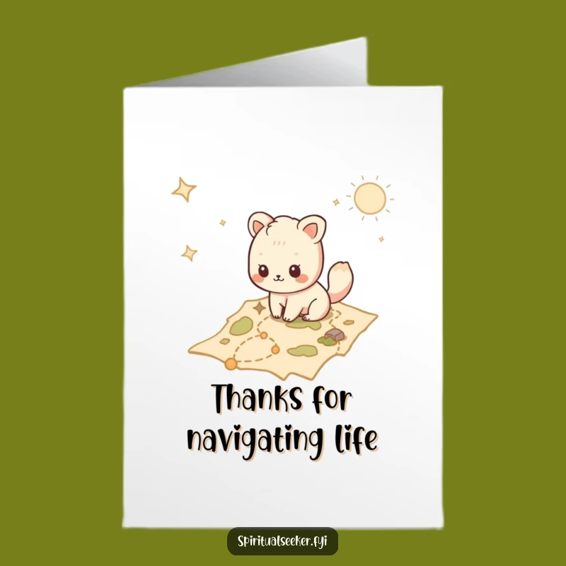 Free Printable Kawaii Map Card: Adventure Thank You Downloadable Gift for Guidance