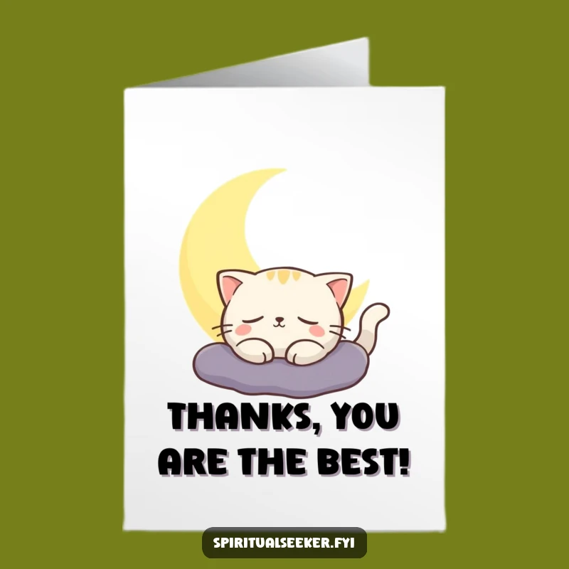 Free Printable Cat Thank You Card: Moon Glow Humor, Funny Downloadable Gift