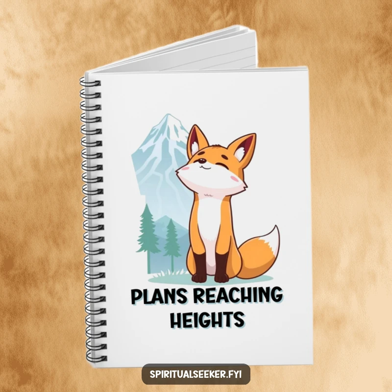 Funny Fox Notebook: A determined fox reaching for a mountain peak, inspiring humorous goal-setting.