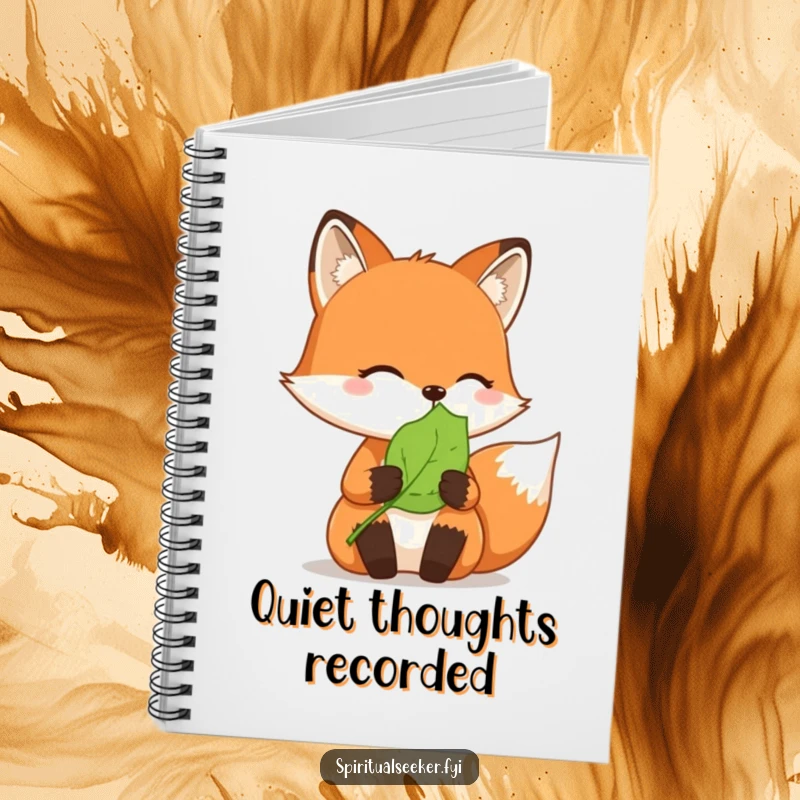 Funny notebook: A pensive fox holds a peaceful leaf, ready to capture your creative thoughts.