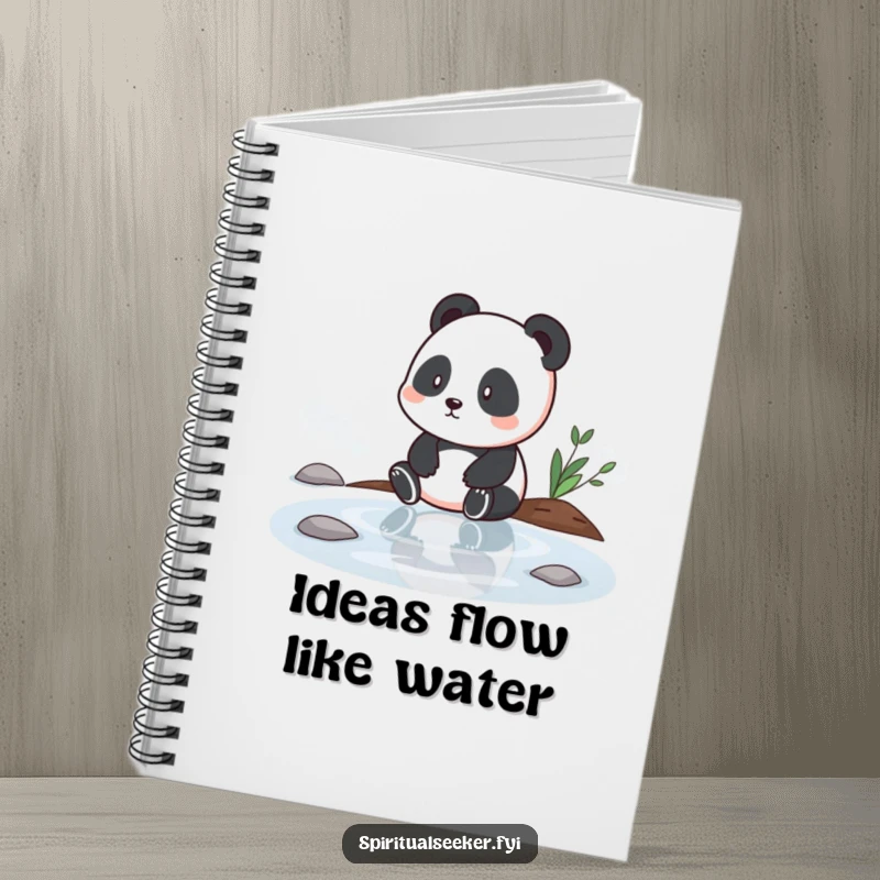 Funny notebook with a contemplative panda by tranquil water, great for journaling, sketching, and capturing profound thoughts, a thoughtful funny gift.