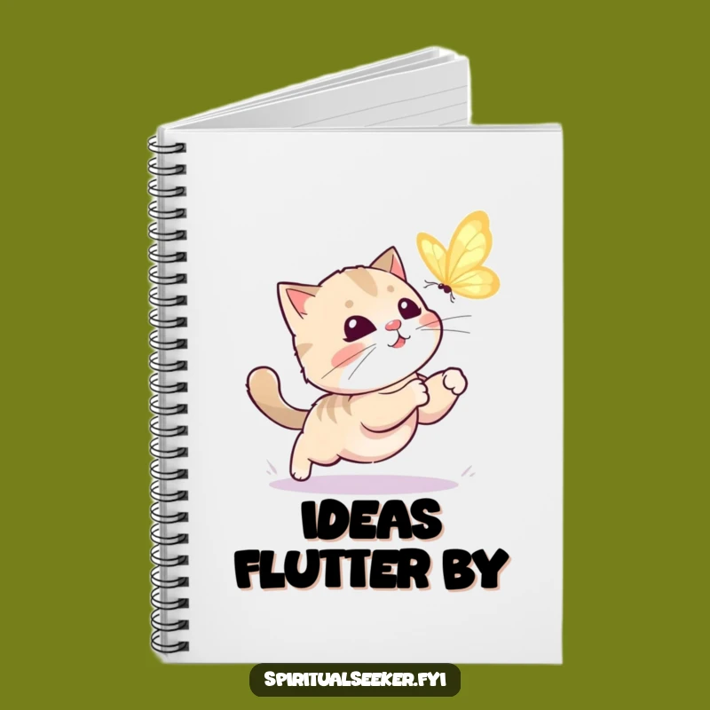 Funny Kawaii Cat Notebook: Playful Butterfly Chase Journal Gift