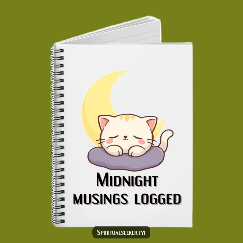 Funny Cat Notebook, Moon Glow Pages, Contented Journal Gift