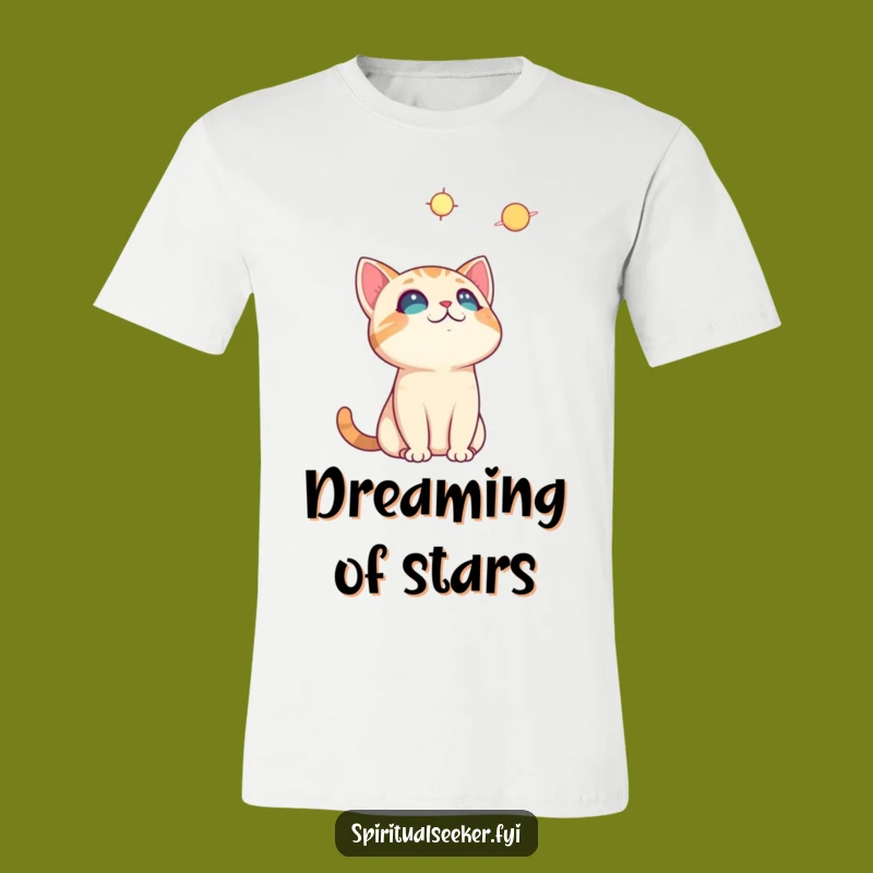 Funny Curious Cat T-Shirt: Stargazer Feline, Cosmic Humor Tee