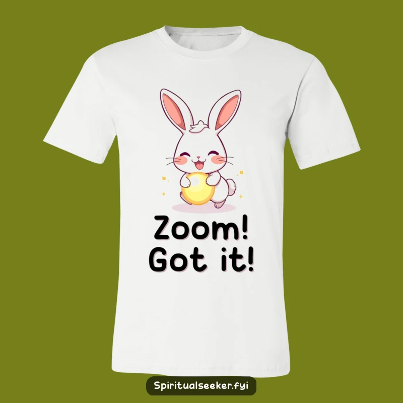 Funny Joyful Rabbit T-Shirt: Energetic Orb Hunter, Comfy Humor Tee