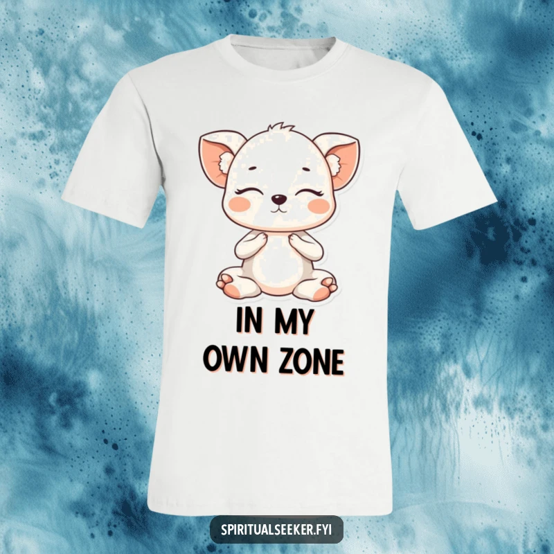 Funny Kawaii animal in a serene yoga pose with eyes closed, designed for comfort and amusement on this soft t-shirt.