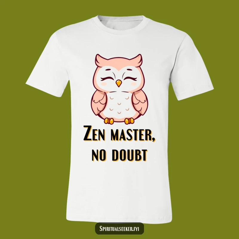 Funny Meditating Owl T-Shirt: Peaceful Smiling Character for Yoga Lovers