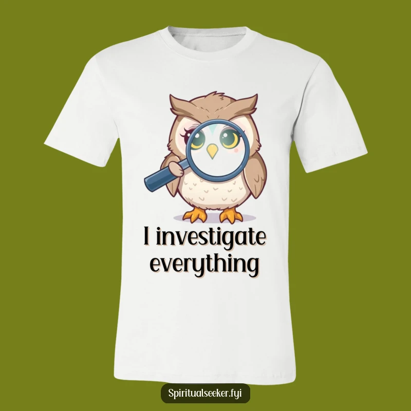 Funny Owl Investigator T-Shirt: Aura Magnifying Tee for Seekers