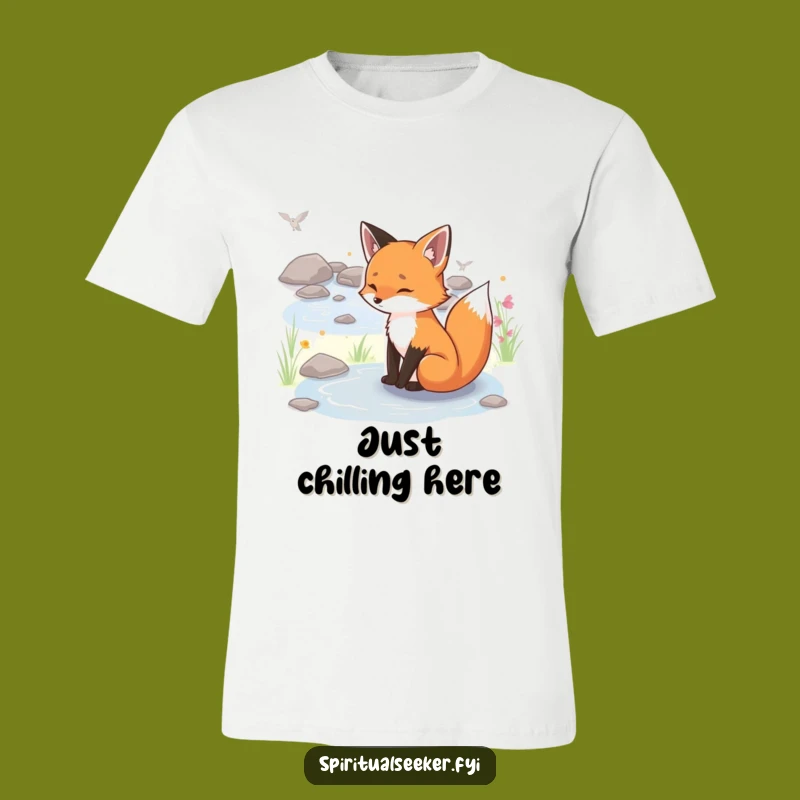 Funny Serene Fox T-Shirt: Woodland Calm, Nature Humor Tee