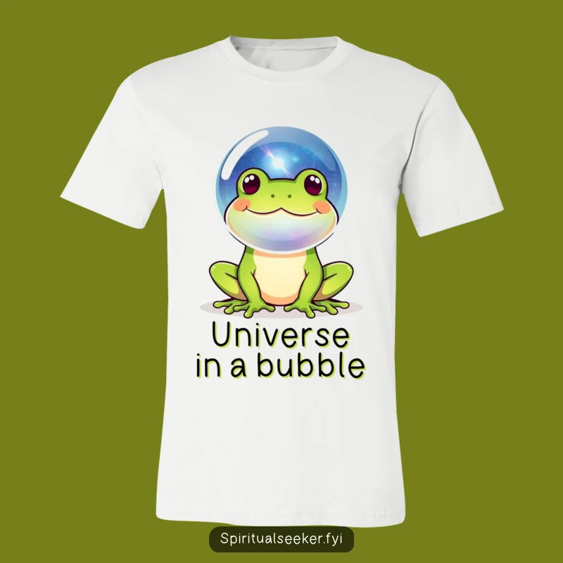 Funny Frog Cosmic T-Shirt: Galaxy Bubble Tee for Happy Dreamers