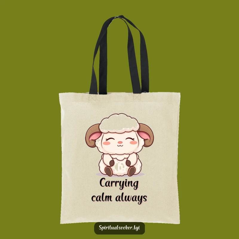 Funny Meditating Sheep Tote Bag: Carry Calm and Smiles, Ideal Funny Gift for Her