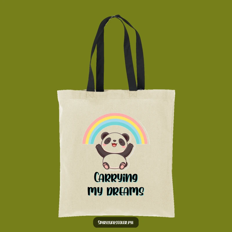 Funny Panda Rainbow Tote: Hopeful Carry-All Bag Gift