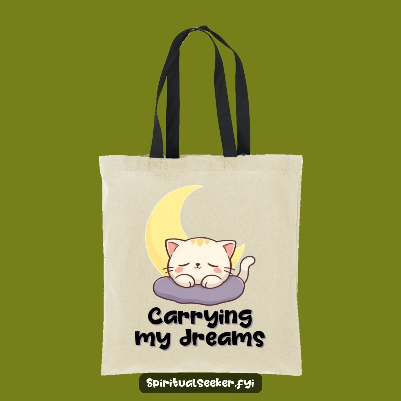 Funny Cat Tote Bag, Moon Glow Carryall, Contented Cat Gift