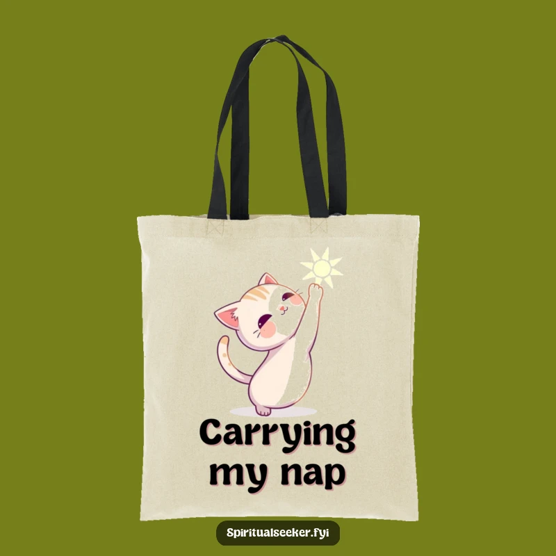 Funny Stretching Cat Tote Bag: Carry Serenity and Style