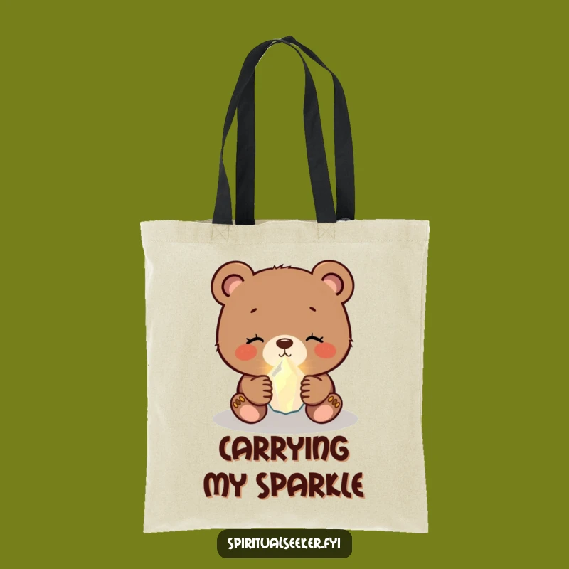 Funny Bear Cub Crystal Tote Bag: Carry Magic and Humor Everywhere